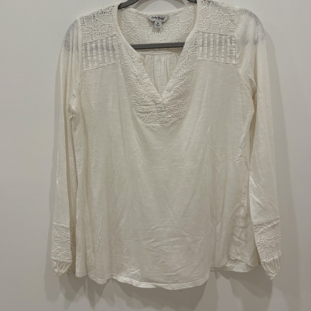 Lucky Brand Women's Embroidered Peasant
Top V Neck Tie Closure Boho Size Medium